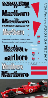 Decals "MARLBORO" - Ferrari F2003 GA F1 2003 Michael Schumacher Barrichello