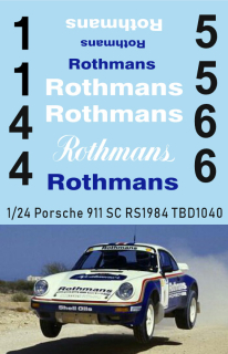 Decals "ROTHMANS" - Porsche 911 SC RS 1984  (FOR NUNU KIT)