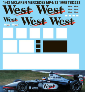 Decals "West" McLAREN MERCEDES MP4/13 1998