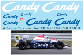 Decals "Candy" TOLEMAN HART TG184 1984 AYRTON SENNA