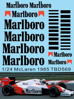 Decals "MARLBORO" - McLaren MP 4/2B F1 1985 Alain Prost