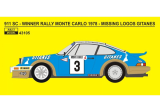 Decal 1/43 Reji Model - Porsche 911 Rally Monte Carlo 1978 winner - "Gitanes" logo