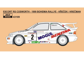 Decal 1/43 Reji Model - Escort RS Cosworth - Bohemia Rallye 1999 - Křeček / Krečman