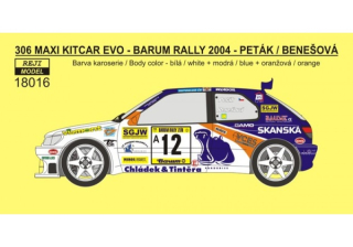 Decal 1/18 Reji Model - Peugeot 306 Maxi KitCar EVO - Barum Rally 2004 - Peták / Benešová