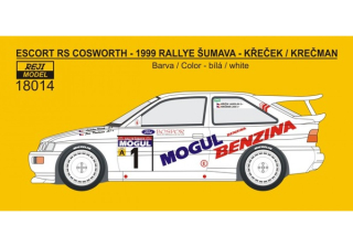 Decal 1/18 Reji Model - Escort RS Cosworth - Rallye Šumava / Bohemia 1999 - Křeček / Krečman