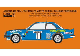 Decal 1/24 - Opel Ascona 400 - 1981 Rallye Monte Carlo 4th place - Kullang / Berglund