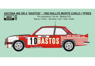 Decal 1/24 - Opel Ascona 400 - 1982 Rallye Monte Carlo / Ypres - Colsoul / Lopez